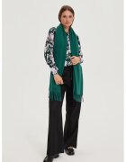 MOODO Esarfa cu franjuri verde - poliester - One Size