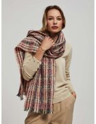 MOODO Fular roz cu fir metalic in carouri ONE SIZE