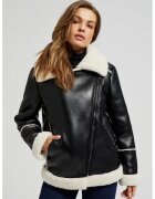 MOODO Jacheta neagra cu guler de blana - Negru