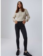MOODO Jeans skinny grafit picioare destramate - talie medie - Gri grafit