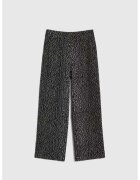 MOODO Pantaloni negri cu imprimeu de pantera - Negru
