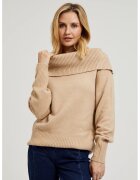 MOODO Pulover bej cu guler rasucit - Bej