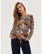 MOODO Pulover bej cu model floral - Crem