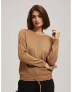 MOODO Pulover cu fir metalic si legatura - Bej