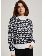MOODO Pulover cu guler inalt alb-negru - Negru