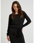 MOODO Pulover cu maneci lungi decorat cu fir metalic Z-SW-4533 - Negru