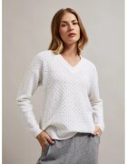 MOODO Pulover cu model perforat si fir metalic alb - Alb