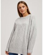 MOODO Pulover gris cu tesatura decorativa - Gri