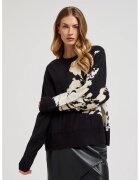 MOODO Pulover negru cu model si croiala lejera - Negru