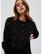 MOODO Pulover negru cu perle - Negru