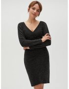 MOODO Rochie Ajustata Decorata cu Fir Metalic Negru - Negru