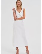 MOODO Rochie alba midi cu volanas la decolteu - Alb