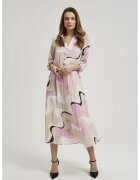 MOODO Rochie bej cu model geometric si tiv pliat - Bej