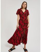MOODO Rochie cu decolteu in V si imprimeu tropical L-SU-4345 - Rosu