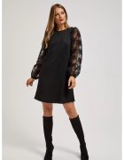 MOODO Rochie cu Maneci Din Dantela - Negru