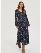MOODO Rochie din vascoza cu flori navy - Bleumarin