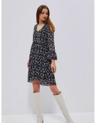 MOODO Rochie evazata cu model floral - Negru