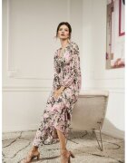 MOODO Rochie maxi gri cu model floral - Bej