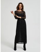 MOODO Rochie maxi neagra cu fir metalizat - Negru