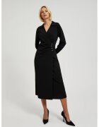 MOODO Rochie Midi Neagra cu Butoane Decorative - Negru