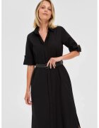 MOODO Rochie midi neagra tip camasa - Negru