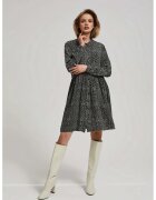 MOODO Rochie neagra cu maneca de camasa si fusta evazata - Negru