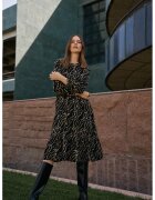 MOODO Rochie neagra cu volan - Negru