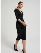 MOODO Rochie neagra neteda cu decolteu in V - Negru