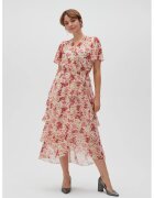 MOODO Rochie roz cu flori din vascoza - Alb