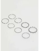 MOODO Set de inele argintii 8 inele - diferite forme - ONE SIZE