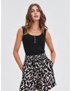 MOODO Top cu Fasii si Butoane Negru - Negru