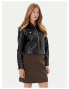 Morgan din imitatie de piele pentru femei negru - Negru