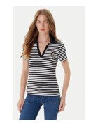 Morgan Tricou polo dama - Negru/Alb - Viscoza/Poliester -