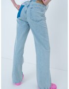 Moschino Jeans Blugi evazati cu talie inalta - Albastru prafuit