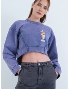 Moschino Jeans Bluza de trening crop cu imprimeu grafic - Alb/Violet