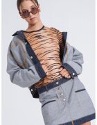 Moschino Jeans Bluza slim fit cu animal print - Negru/Galben inchis