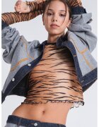 Moschino Jeans Jacheta crop din denim - Albastru deschis/Bleumarin