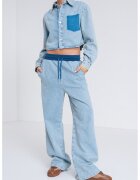 Moschino Jeans Pantaloni jogger din denim cu snur - Albastru deschis melange
