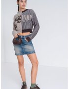 Moschino Jeans Pulover din amestec de lana cu logo - Maro inchis/Maro nisip