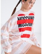 Moschino Jeans Rochie dreapta din lana cu model in dungi - Rosu/Alb/Piersica