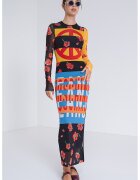 Moschino Jeans Rochie maxi cu model - Negru/Galben/Albastru
