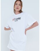 Moschino Jeans Rochie-tricou cu imprimeu logo - Negru stins/Lila/Alb optic