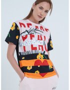 Moschino Jeans Tricou cu model frontal si decolteu la baza gatului - Rosu/Negru/Portocaliu