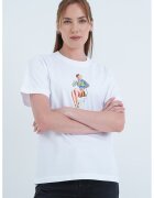 Moschino Jeans Tricou din bumbac cu imprimeu grafic - Alb optic/Albastru