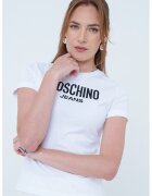 Moschino Jeans Tricou slim fit cu logo - Negru/Alb optic