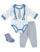 Mothers Choice Set 3 piese pentru bebelusi - model bretele si cravata - - Multicolor