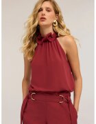 Motivi Bluza cu decolteu halter si model uni - Visiniu