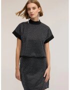 Motivi Bluza cu guler scurt si strasuri - Negru stins/Albastru azur/Argintiu