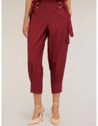 Motivi Pantaloni cargo cu talie inalta - Rosu inchis