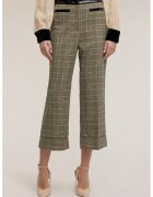 Motivi Pantaloni crop cu model in carouri si terminatie pliabila - Negru/Kaki